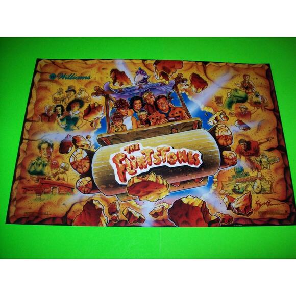 The Flintstones Pinball Machine Translite Game Art Original NOS 1994 - Picture 3 of 10
